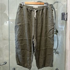 XL drop crotch cropped linen drawstring pants